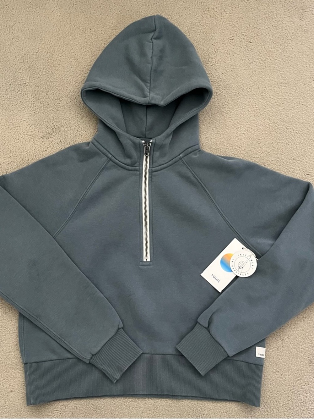 Vuori Half-Zip Hoodie in Slate Blue